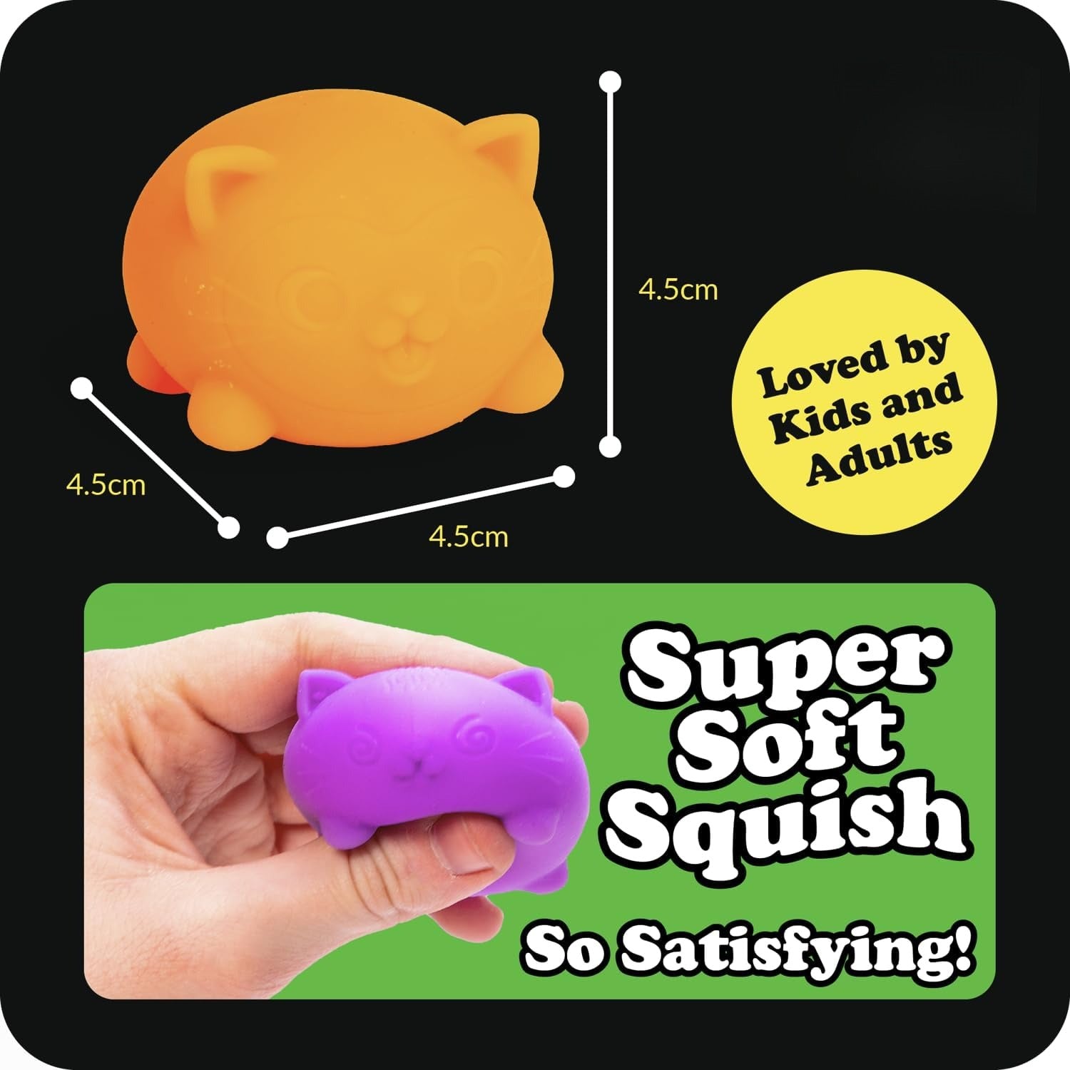 FREE DOH Translucent Jelly Teenie Cats Cool Cats Squishy Toys - 3-Pack Set with Fuchsia, Orange, and Teal Fidget Cats (Sensory Stress Relief)