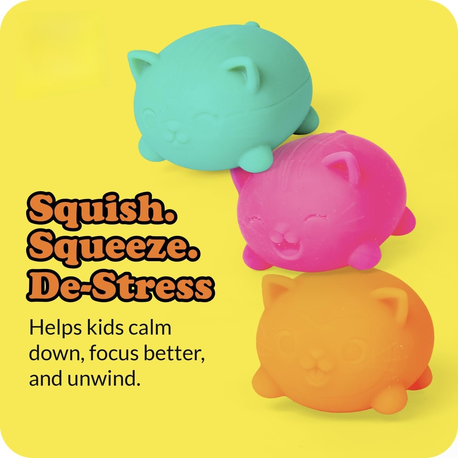 FREE DOH Translucent Jelly Teenie Cats Cool Cats Squishy Toys - 3-Pack Set with Fuchsia, Orange, and Teal Fidget Cats (Sensory Stress Relief)