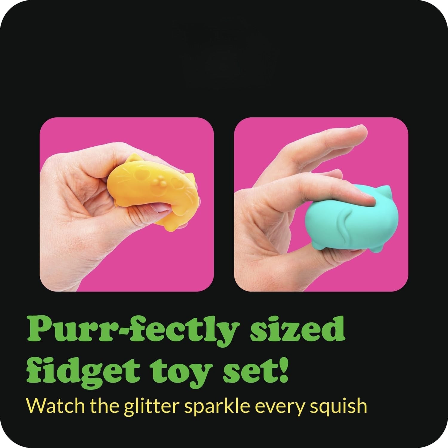 FREE DOH Translucent Jelly Teenie Cats Cool Cats Squishy Toys - 3-Pack Set with Fuchsia, Orange, and Teal Fidget Cats (Sensory Stress Relief)
